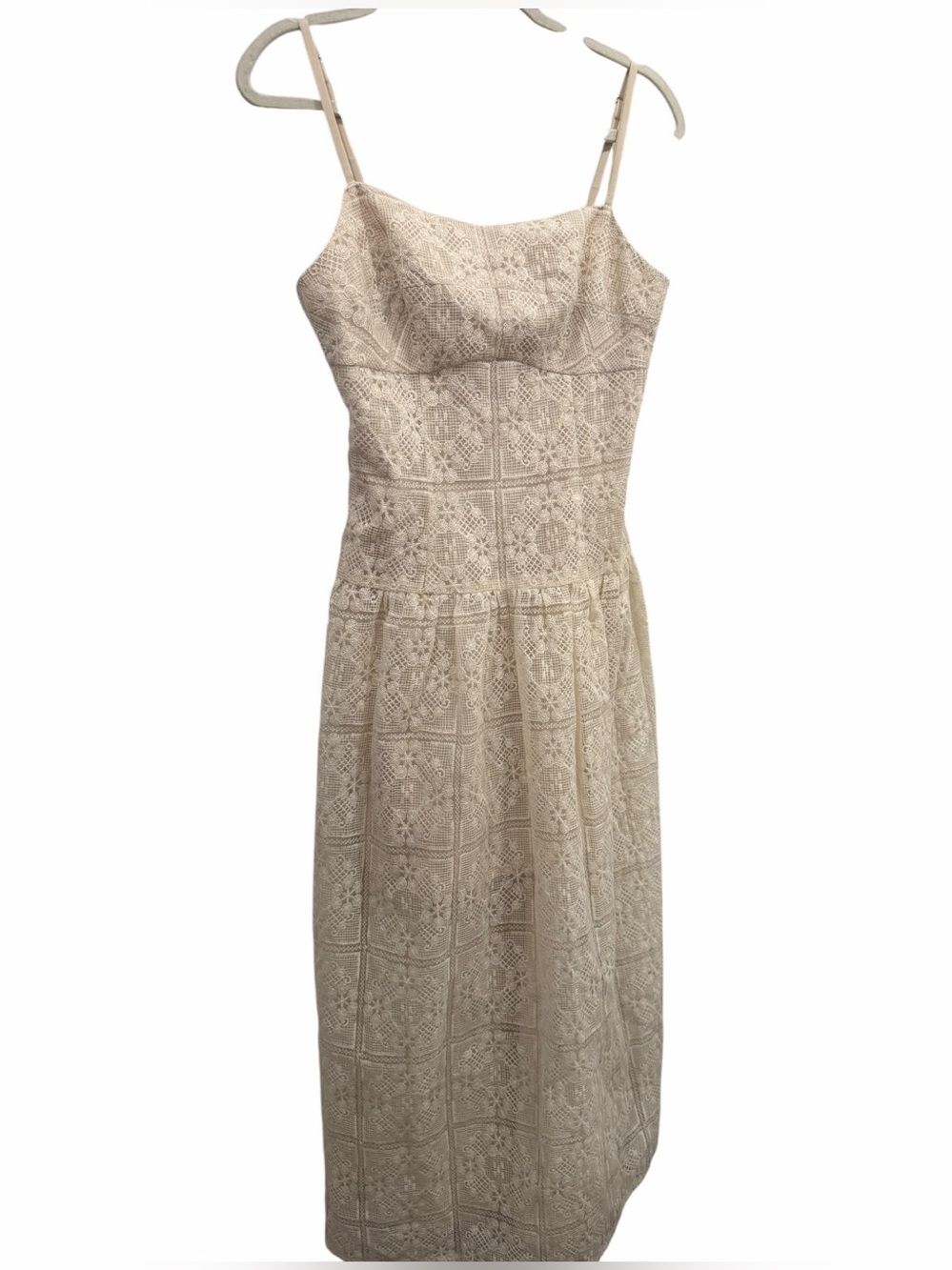 Avec Les Filles Embroidered Lace Midi Dress Natural Ivory Size 6 NWT Cottagecore - Picture 3 of 10